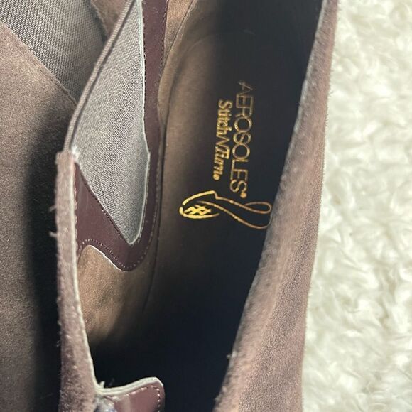 Aerosoles StichnTurn leather suede Brown ankle boots front zipper size 11 - Picture 9 of 10